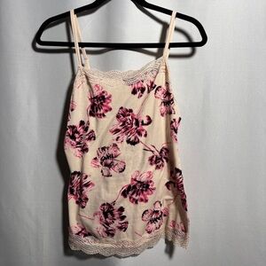 Pink Floral Lace Cami Top